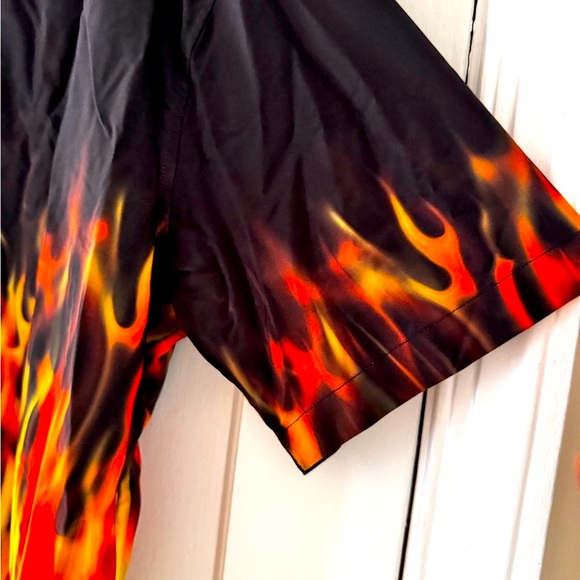 Benny’s Red Orange Flame  Men's Shirt Retro Bowling - Picture 7 of 12